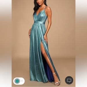 Lulus Beyond Exquisite Metallic Lurex Maxi Dress